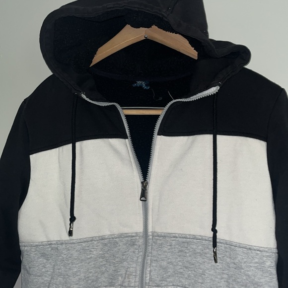 Color Block George Heavy Sherpa Lined Zip Up Hooded Sweatshirt - Picture 2 of 8